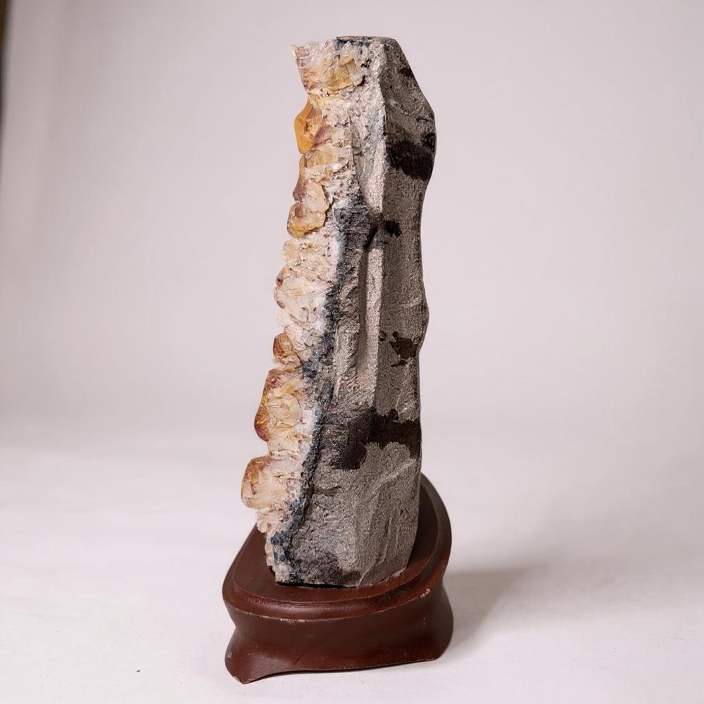 PRICE IS FIRM - Natural Citrine Accent Piece with Custom Wooden Base - Picture 6 of 12